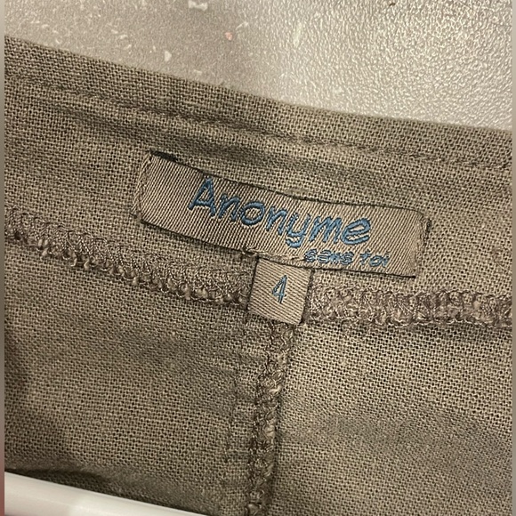 Anonyme Olive Green Ruffled Loose fitting Jacket 3/4 Sleeves light Summer size 4 - Picture 3 of 6